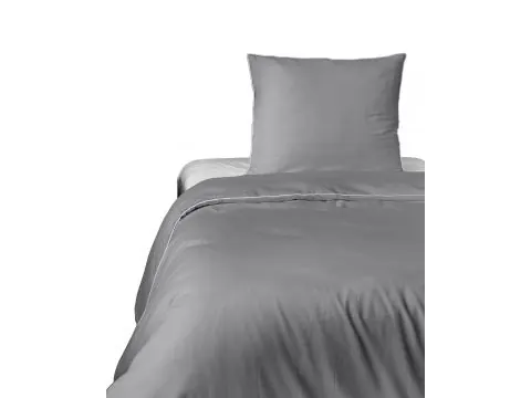 Pościel z makosatyny 140x200 jasnoszara z białą lamówką – nowoczesna elegancja i komfort snu