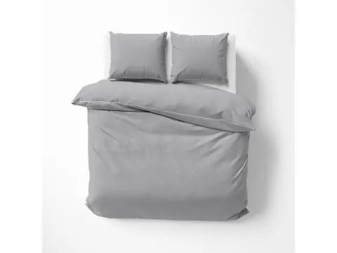 Pościel z makosatyny 180x200 jasnoszara z białą lamówką – elegancja i wygoda na co dzień