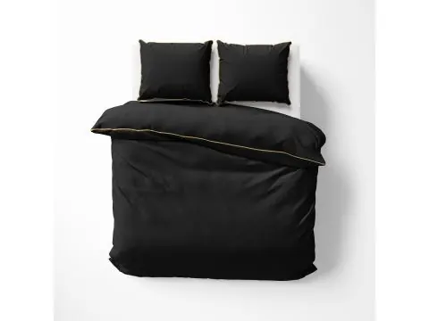 Pościel z makosatyny 220x200 czarna ze złotą lamówką – elegancja i komfort snu