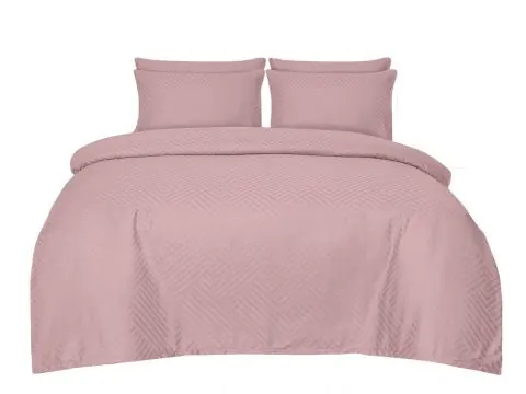 Pościel Adamaszkowa Premium 160x200 Pudrowy Róż – Jodełka Herringbone