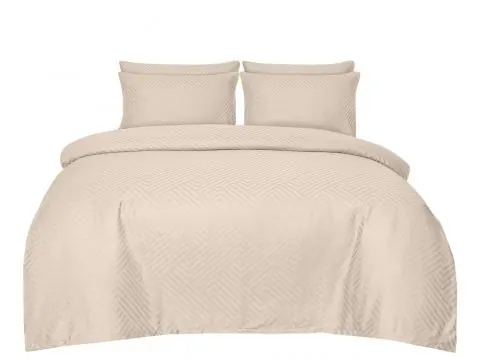 Pościel Adamaszkowa 160x200 Premium Piaskowy Beż – Splot jodełkowy