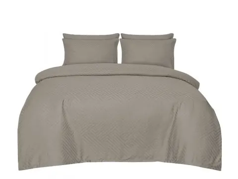 Pościel Adamaszkowa 220x200 Taupe – Ciemny Beż Wzór zygzakowaty geometryczny