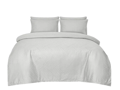 Pościel Adamaszkowa 160x200 Jasny Popiel – Szara Jodełka Herringbone