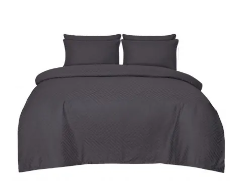 Pościel Adamaszkowa 160x200 Grafitowa – Ciemny Szary Jodełka Herringbone