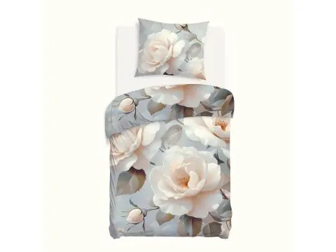 Pościel 3D w Kwiaty – Elegancka Pościel do Sypialni w Odcieniach Beżu 140x200