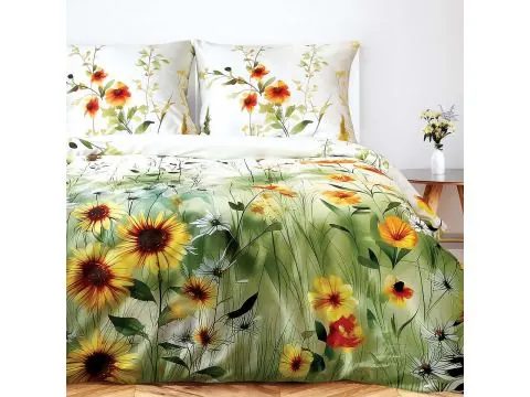Pościel satyna bawełniana 180x200 słoneczniki polna łąka