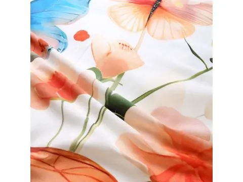 Kolorowa pościel satynowa premium 140x200 motyle kwiaty – boho styl