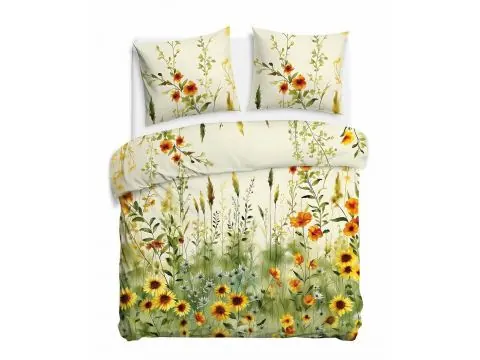 Pościel satyna bawełniana 220x200 słoneczniki polna łąka