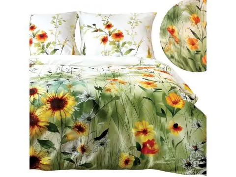 Pościel satyna bawełniana 160x200 słoneczniki polna łąka