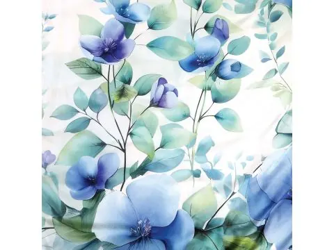 Satynowa pościel 140x200 niebieskie kwiaty – romantyczny wzór