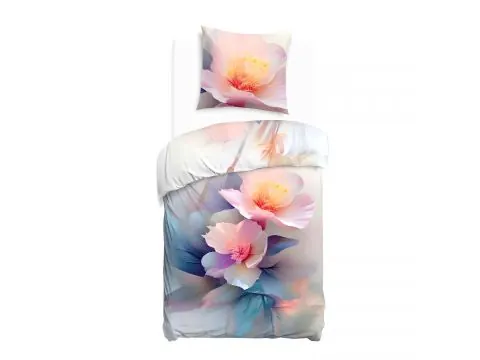 Pościel Satynowa Różowe Magnolie 140x200 – Romantyczny Wzór