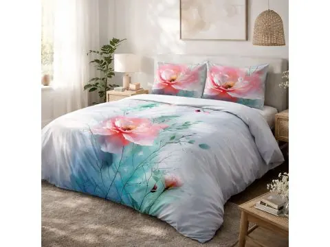 Pościel Satynowa Różowe Magnolie 220x200 – Odkryj Magię Poranka