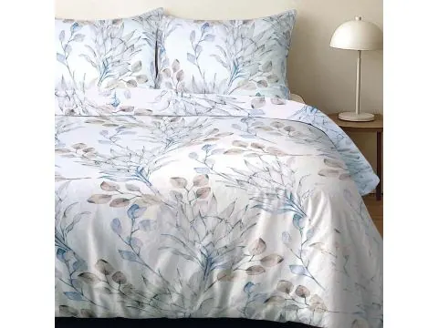 Pościel satynowa 220x200 delikatne gałązki błękitne SlodkieSny