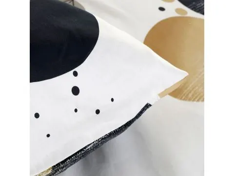 Pościel satynowa 140x200 liście złote czarne elegancki wzór SlodkieSny