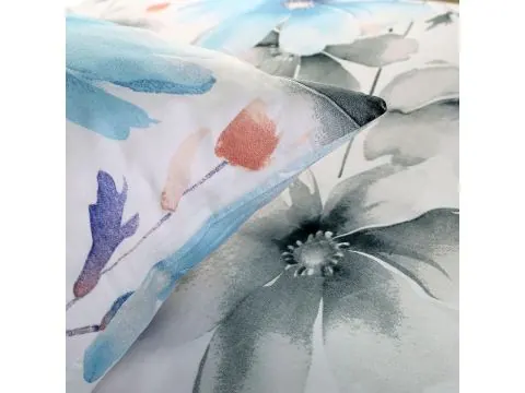 Pościel satynowa błękitne hortensje 140x200 delikatny wzór SlodkieSny