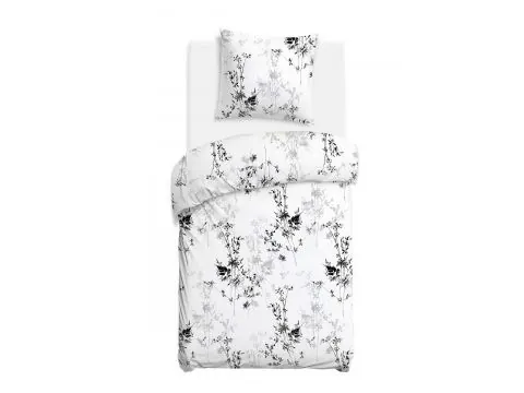 Pościel satynowa 140x200 szaro-czarne trawy – nowoczesny, subtelny