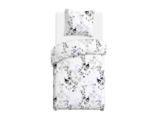 Pościel satynowa trawy szaro-czarne 140x200 delikatny wzór SlodkieSny