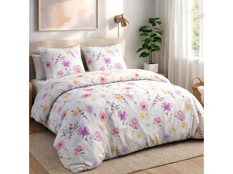 Pościel satynowa 160x200 stokrotki prowansalski wzór SlodkieSny