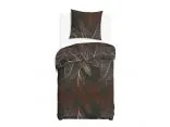 Pościel Bawełniana 140x200 Tropikalne Liście Grafitowa