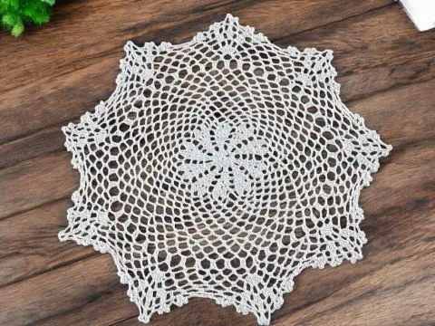 Serwetka szydełkowa biała - sr. 40 cm - 6158 - Biały - ręcznie robiona