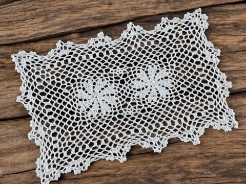 Serwetka szydełkowa biała - 30x45 - 6158 - Biały - ręcznie robiona