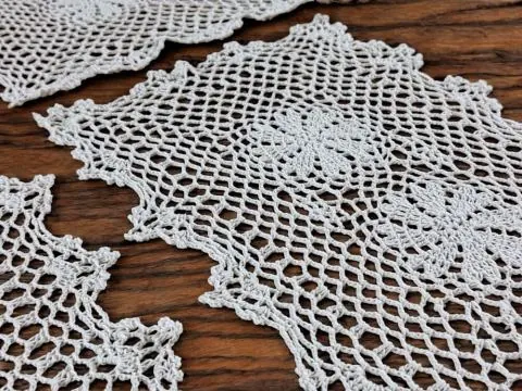 Serwetka szydełkowa biała - 30x45 - 6158 - Biały - ręcznie robiona