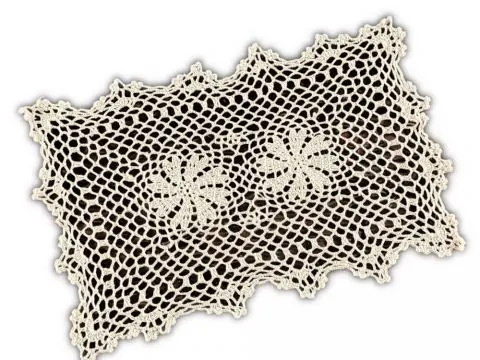 Serwetka szydełkowa - beżowa - 30x45 cm - 6158 - Beż - ręcznie robiona