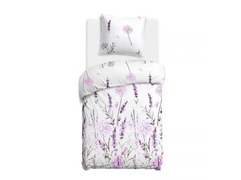 Bawełniana Pościel 140x200 – Delikatna Lawenda Na Bieli
