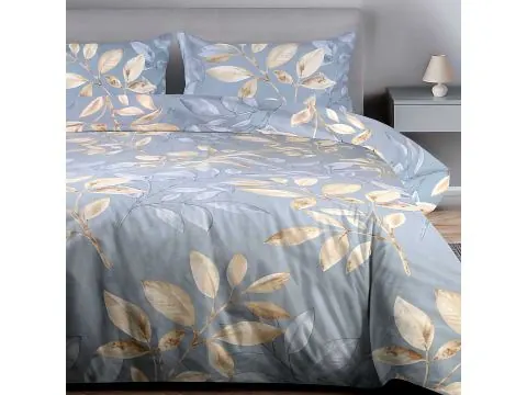 Pościel Bawełniana 180x200 Błękitny Eukaliptus