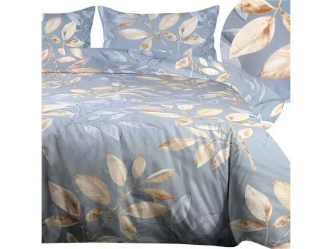 Pościel Bawełniana 180x200 Błękitny Eukaliptus