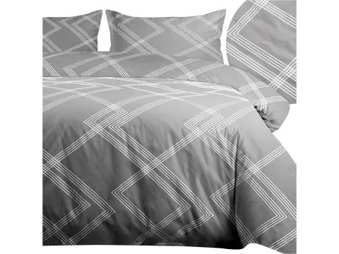 Pościel Bawełniana Szara Kratka 180x200 – Skandynawska Sypialnia