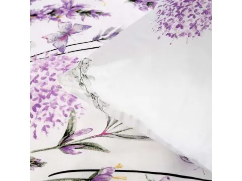 Bawełniana Pościel 180x200 – Delikatna Lawenda Na Bieli