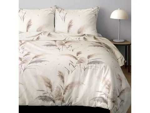Bawełniana Pościel 180x200 Pióropusze Traw – Krem i Beż