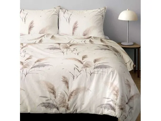 Bawełniana Pościel 180x200 Pióropusze Traw – Krem i Beż