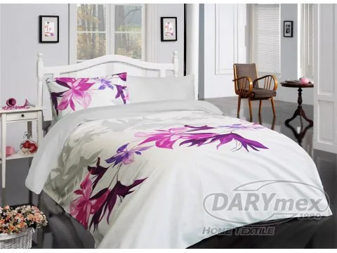 Pościel bawełniana 160x200 Tuval Lilac Premium