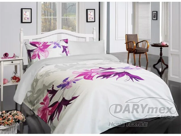 Pościel bawełniana 160x200 Tuval Lilac Premium