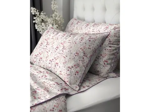 Pościel Perkalowa 220x200 Romantyczna Łąka – Lamówką i Torbą