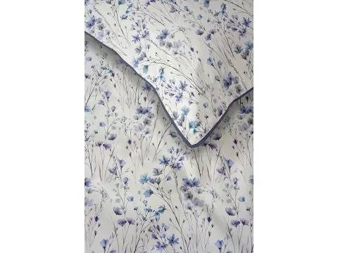 Pościel Perkal 220x200 Polne Kwiaty Niebiesko-Fioletowe + Torba