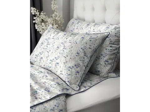 Pościel Perkal 220x200 Polne Kwiaty Niebiesko-Fioletowe + Torba
