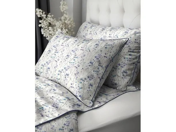 Pościel Perkal 220x200 Polne Kwiaty Niebiesko-Fioletowe + Torba