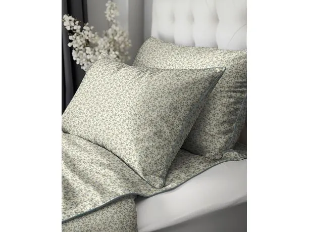 Pościel Perkalowa 220x200 Lame Percale – Niebieska Łączka Lamówka