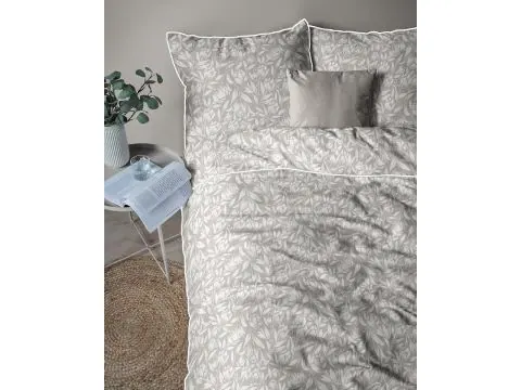 Pościel z Perkalu 160x200 Lame Percale – Beżowa w Białe Liście, Torba
