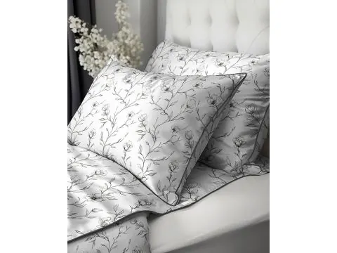 Pościel z perkalu 160x200 100% bawełna – czarna magnolia line art