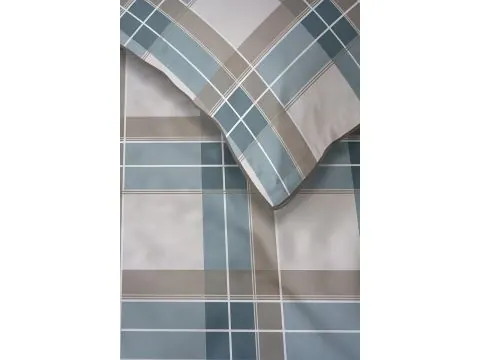 Pościel z Perkalu 160x200 Niebiański Spokój – Klasyczna Krata+ Torba