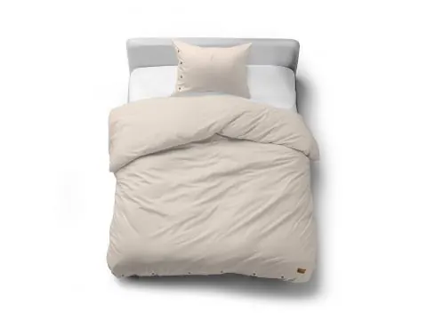 Pościel Bawełniana 140x200 Beżowa – z Guzikami, Nie Wymaga Prasowania