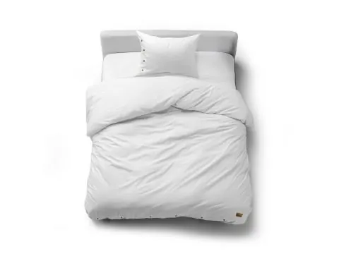 Pościel Bawełniana 140x200 z Ozdobnymi Guzikami Bez Prasowania Biała