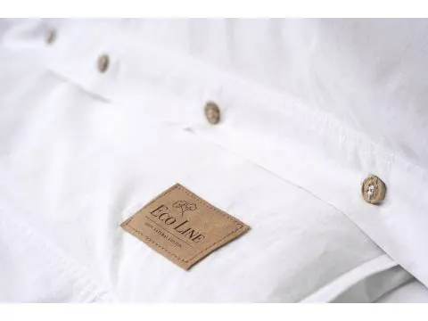 Pościel z Bawełny 220x200 z Ozdobnymi Guzikami - Bez Prasowania Biała