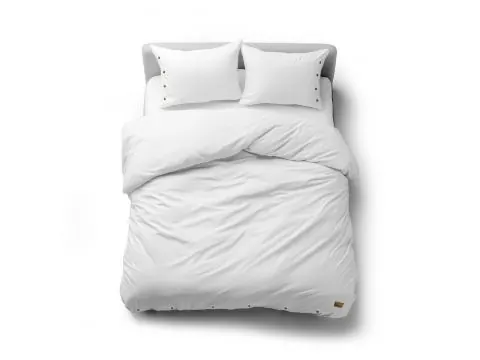 Pościel z Bawełny 220x200 z Ozdobnymi Guzikami - Bez Prasowania Biała