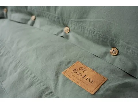 Pościel z Bawełny 160x200 z Ozdobnymi Guzikami - Bez Prasowania Miętowa