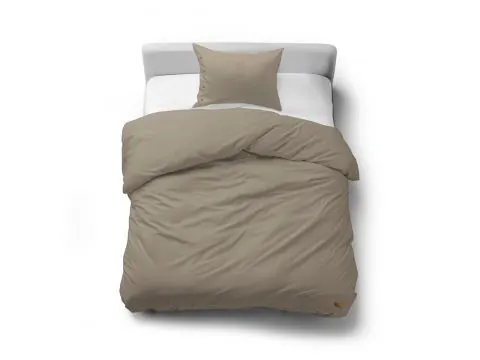 Pościel Bawełniana 140x200 z Ozdobnymi Guzikami Bez Prasowania Taupe